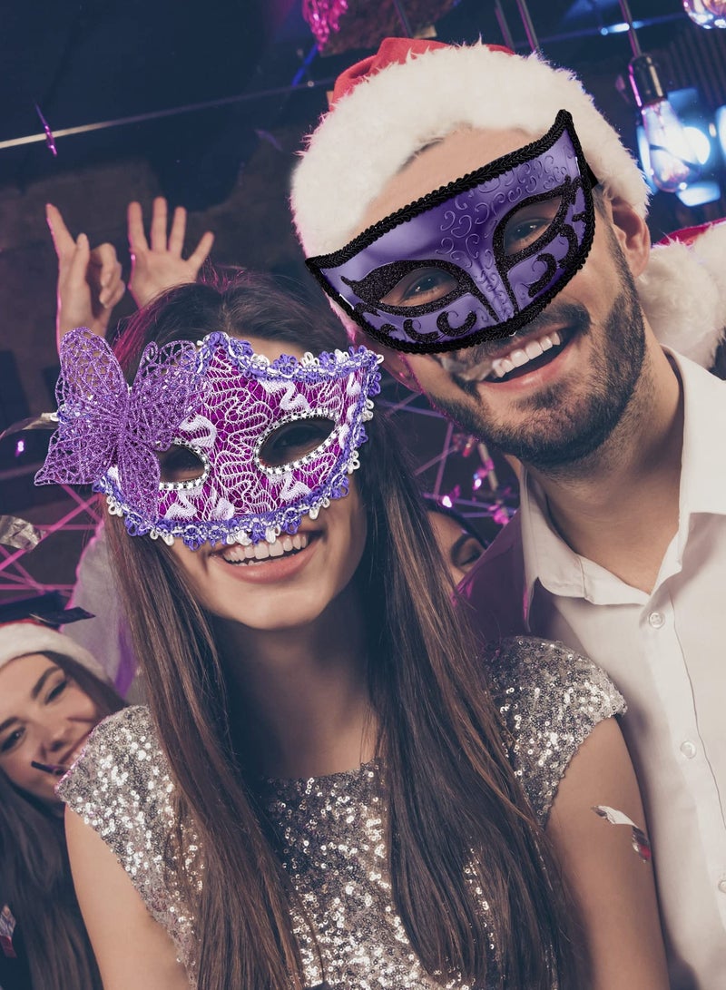 Couple's Venetian Masquerade Masks Set for Mardi Gras - Elegant Party Masks for Men and Women, Perfect for Celebrations and Special Occasions.  - Image 4