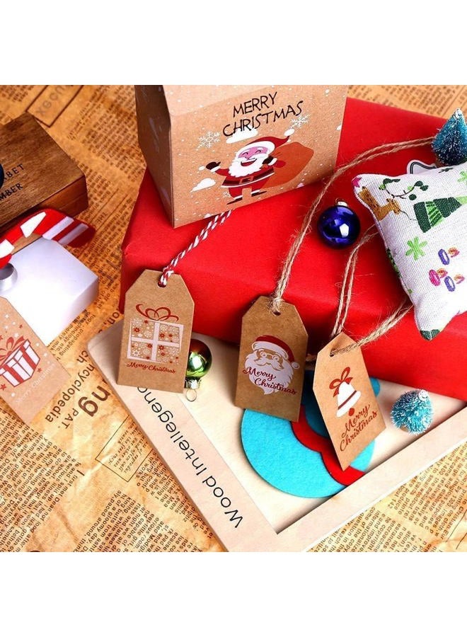 CCINEE 200 Pieces Christmas Kraft Paper Tags, Xmas Brown Kraft Gift Tags with Jute Twine Baker Twine for DIY Arts Crafts … - Image 5