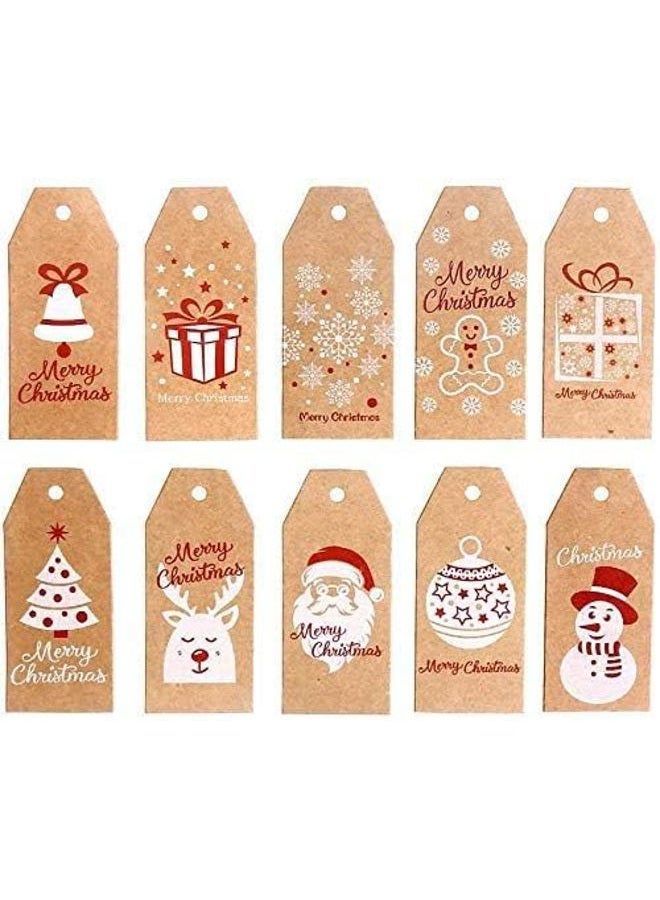 CCINEE 200 Pieces Christmas Kraft Paper Tags, Xmas Brown Kraft Gift Tags with Jute Twine Baker Twine for DIY Arts Crafts … - Image 3