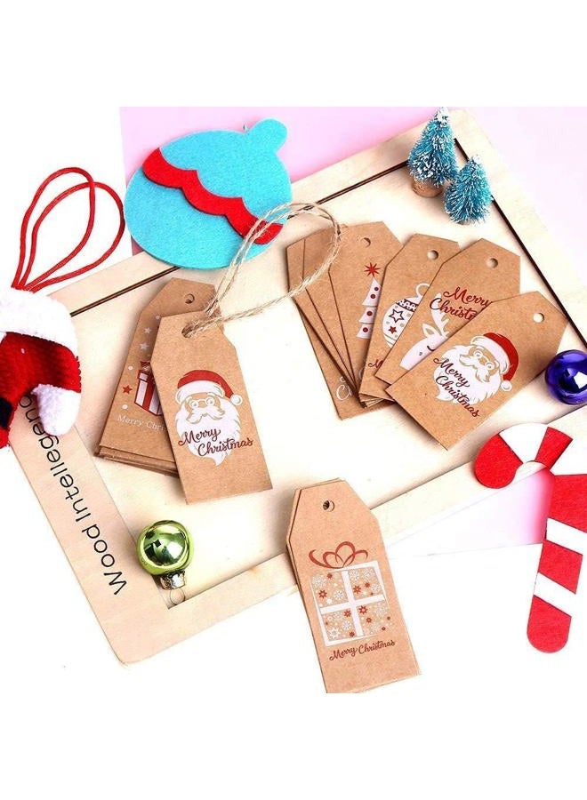 CCINEE 200 Pieces Christmas Kraft Paper Tags, Xmas Brown Kraft Gift Tags with Jute Twine Baker Twine for DIY Arts Crafts … - Image 4