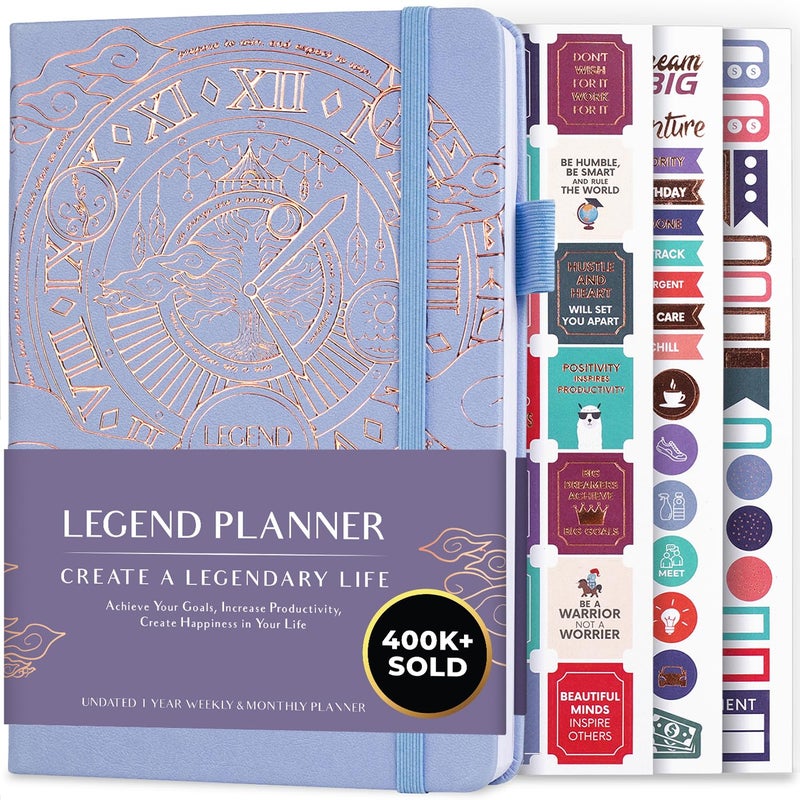 Legend Planner â€“ Weekly & Monthly Life Planner to Hit Your Goals & Live Happier. Organizer Notebook & Productivity Journal. A5 (Periwinkle) - Image 1