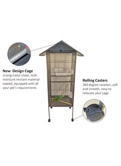 MAJIBAO Bird Cage, Bird Metal Cage with Stand, Food Box, Parrots cage, Birds Village, Birds House, Indoor use, entertaining cage, Easy to Assemble, Multi Color, 160 cm height  - Image 3