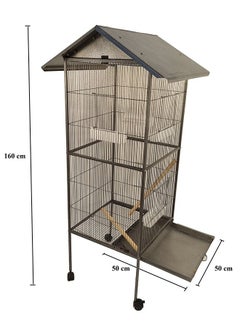 MAJIBAO Bird Cage, Bird Metal Cage with Stand, Food Box, Parrots cage, Birds Village, Birds House, Indoor use, entertaining cage, Easy to Assemble, Multi Color, 160 cm height  - Image 5