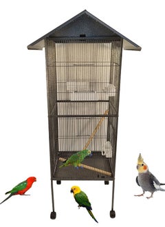 MAJIBAO Bird Cage, Bird Metal Cage with Stand, Food Box, Parrots cage, Birds Village, Birds House, Indoor use, entertaining cage, Easy to Assemble, Multi Color, 160 cm height  - Image 1