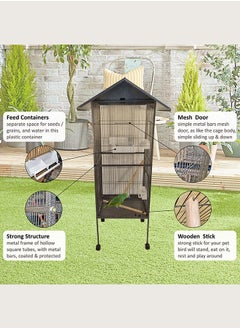 MAJIBAO Bird Cage, Bird Metal Cage with Stand, Food Box, Parrots cage, Birds Village, Birds House, Indoor use, entertaining cage, Easy to Assemble, Multi Color, 160 cm height  - Image 2
