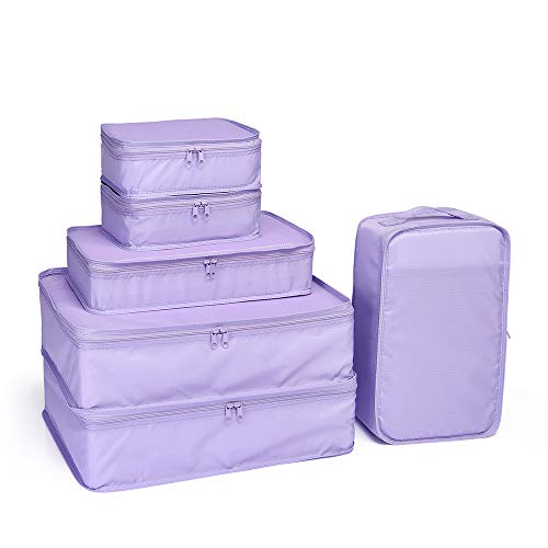 JJ POWER Travel Packing Cubes, Luggage Organizers with Shoe Bag (Purple) - Image 1