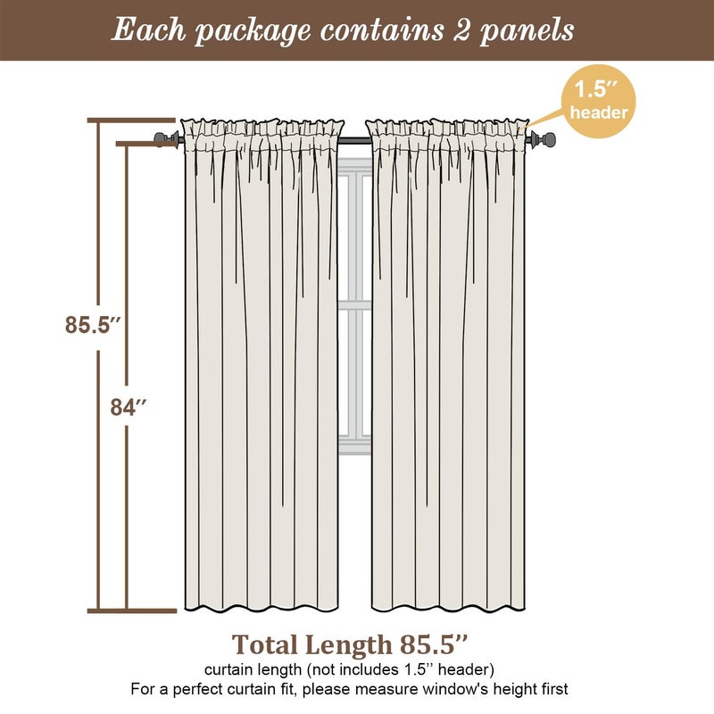 Chyhomenyc Ivory Sheer Curtains 84 Inch Length 2 Panels Set, Light Filtering Tufted Textured Soft Airy Rod Pocket Gentle Leaf Window Treatment Drapes for Bedroom Living Room, 42" Wx84 L, 2PCS - Image 4