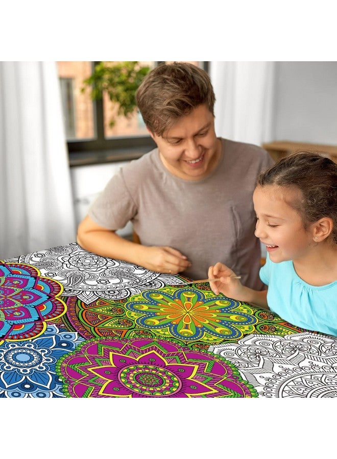 تفكس جيه عبوة من ملصقين عملاقين لتلوين ماندالا، مقاس 39 بوصة × 26 بوصة، ملصقات تلوين ماندالا كبيرة للأطفال والمراهقين والبالغين، مفرش طاولة كبير لتلوين ماندالا، نشاط فني ضخم للمنزل والفصل الدراسي، لوازم الحفلات، هدايا - Image 4