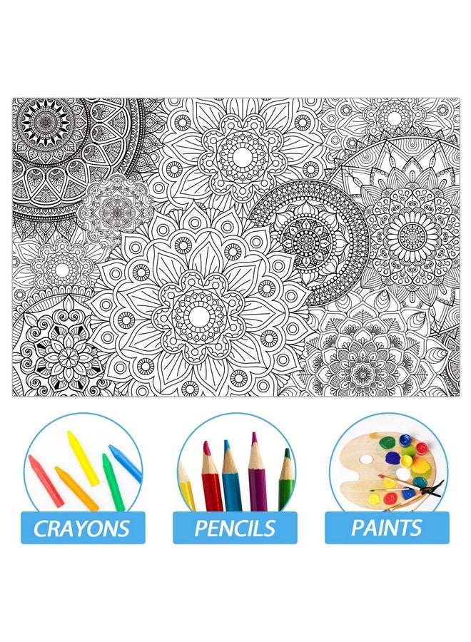 تفكس جيه عبوة من ملصقين عملاقين لتلوين ماندالا، مقاس 39 بوصة × 26 بوصة، ملصقات تلوين ماندالا كبيرة للأطفال والمراهقين والبالغين، مفرش طاولة كبير لتلوين ماندالا، نشاط فني ضخم للمنزل والفصل الدراسي، لوازم الحفلات، هدايا - Image 3