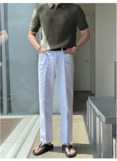 Cool Tarz Cool Style Khaki Men's Ribbed Polo Neck Knit T-Shirt  - Image 2