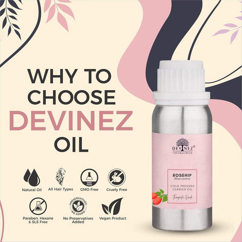 Devinez Rosehip Seed ColdPressed Oil 100ml 100 Pure Natural Undiluted Nourishment For Dry Hair Weak Nails Hydration For Skin AntiDandruff Delays Signs Of Aging Heals Sunburn Brings Glow Back - Image 3