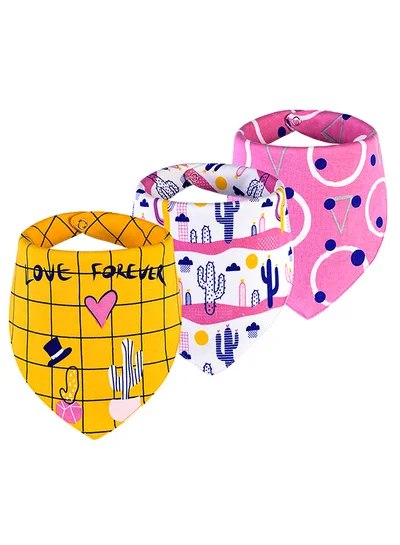 LITTLE SURPRISE BOX Little Surprise Box, 3PCS Set of Multi Cactus premium adjustable snap button closure Bibs