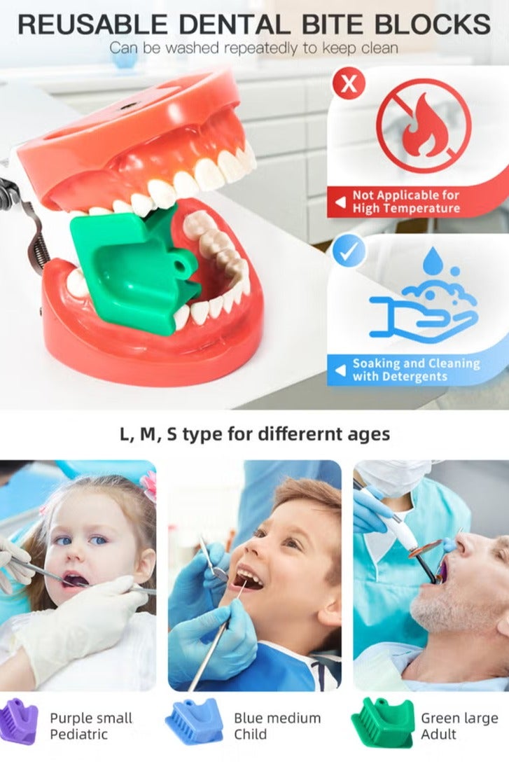 Geustos 9PCS Dental Bite Blocks Oral Silicone Mouth Prop Cheek Retractor All Sizes for Adults and Kids Includes Large Medium and Small Mouth Opener - Image 2