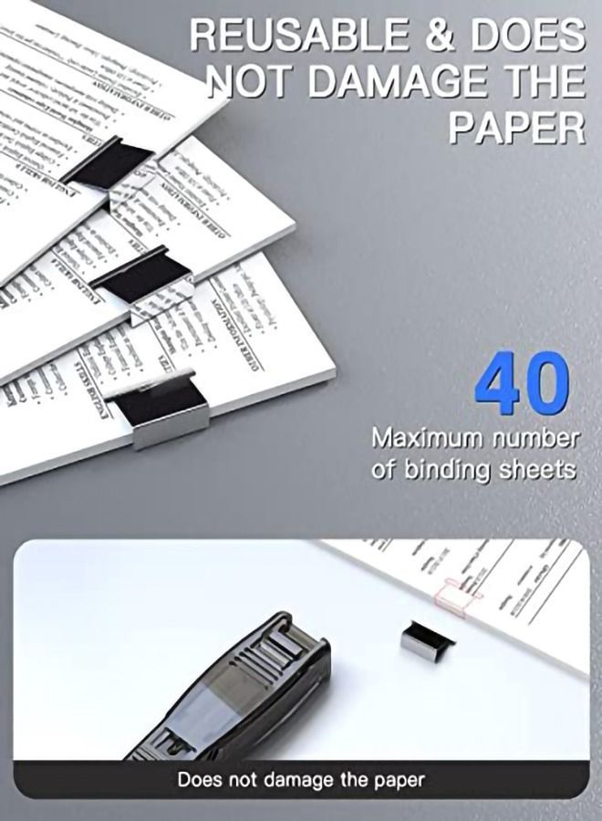 Generic Stapler Set, - Transparent Push Clip With 50 Reusable Clips, Durable Portable Stapler, 40 Sheets Capacity, Suitable For Home Office, School Supplies or Desk Accessories  - Image 2