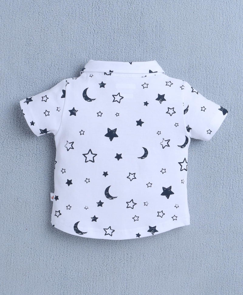 BUMZEE Boys Cotton Half Sleeves Shirt & Short Set With Bow Suspender & Cap White & Navy - 3-6 Months (Peb10533B-wht) - Image 3