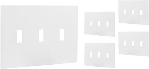 Power Gear Tripple Toggle Screwless Wall Plate Cover, 4.75” H x 6.75” L, Outlet Covers Wall Plate, Light Switch Cover Plate, Switch Plates and Outlet Covers, Outlet Cover Plate, UL Listed, 5 PK, 70655 - Image 1