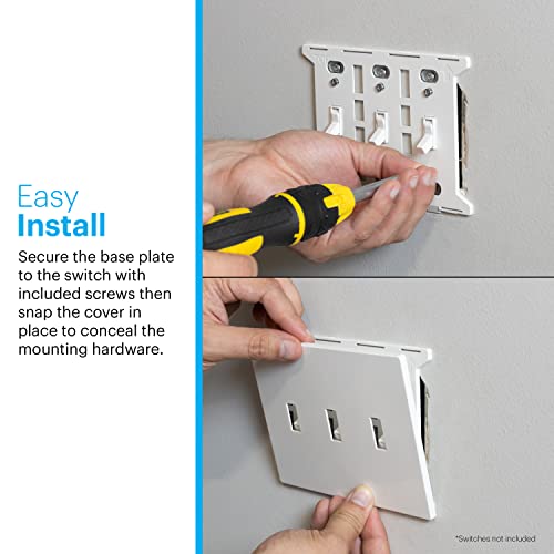 Power Gear Tripple Toggle Screwless Wall Plate Cover, 4.75” H x 6.75” L, Outlet Covers Wall Plate, Light Switch Cover Plate, Switch Plates and Outlet Covers, Outlet Cover Plate, UL Listed, 5 PK, 70655 - Image 3