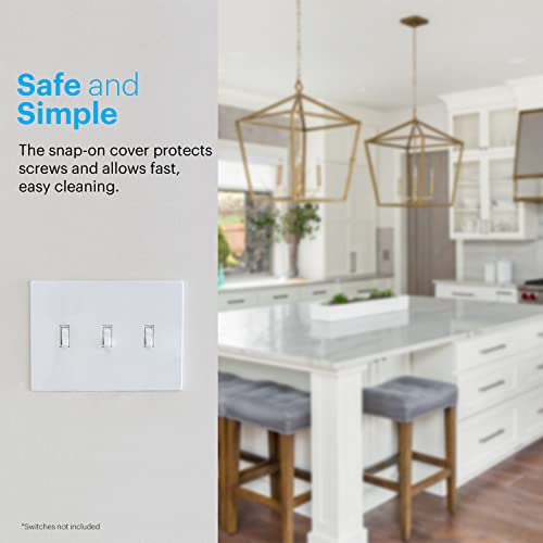 Power Gear Tripple Toggle Screwless Wall Plate Cover, 4.75” H x 6.75” L, Outlet Covers Wall Plate, Light Switch Cover Plate, Switch Plates and Outlet Covers, Outlet Cover Plate, UL Listed, 5 PK, 70655 - Image 5