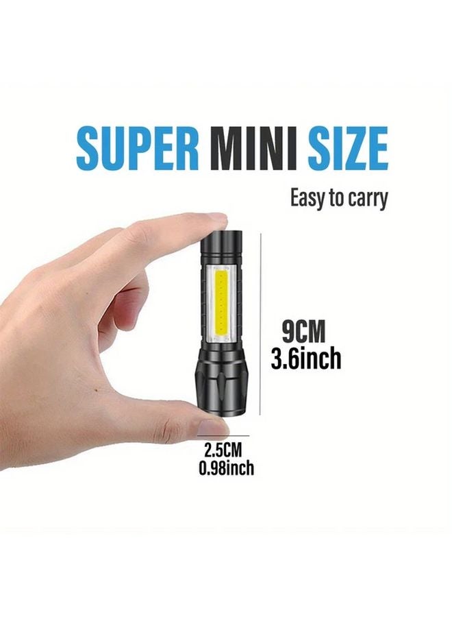 2Pack USB Rechargeable LED Flashlights With COB Side Lamp Bright Zoomable Torch - Image 5