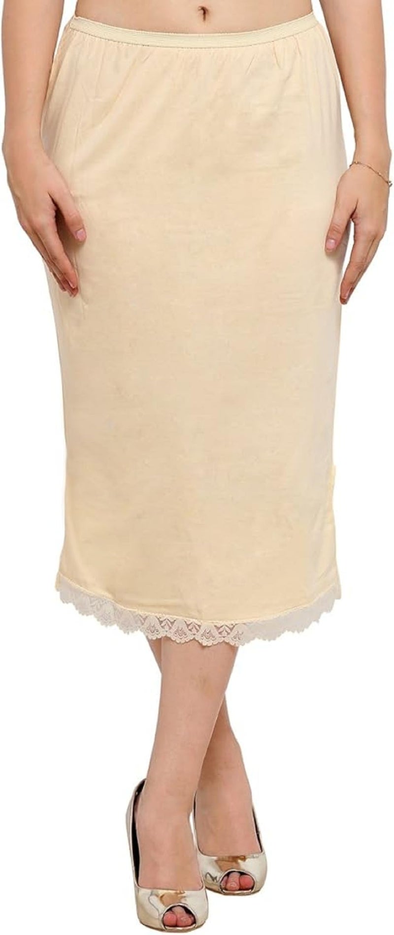 SEER Skirt Slip for Women Cotton Rich Regular Knee Length (Beige) (2XL) - Image 1