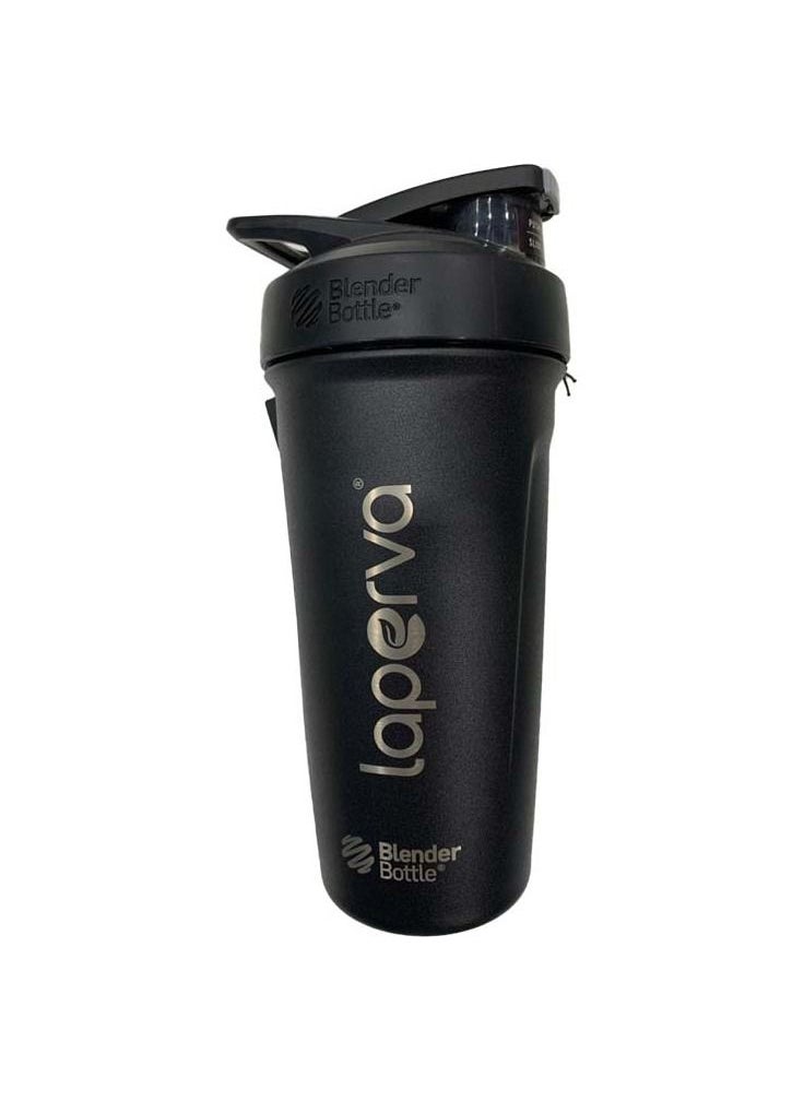 Laperva - Laperva Blender Bottle Strada Shaker Cup Insulated Stainless Steel Water Bottle with Wire Whisk, 24-Ounce, Black - Image 1