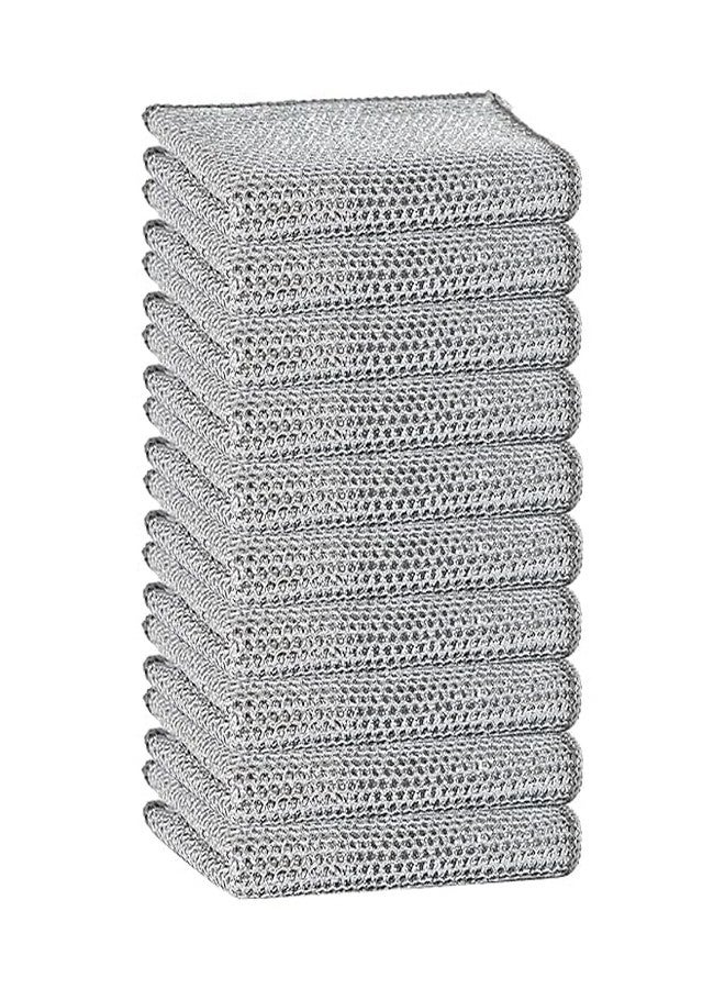 Qitzhaa prime Pack of 10 Double Layer Multipurpose Wire Dishwashing Rags for Wet and Dry Stainless Steel Scrubber Non-Scratch Wire Dishcloth for Washing Dishes Sinks Counters - Image 1