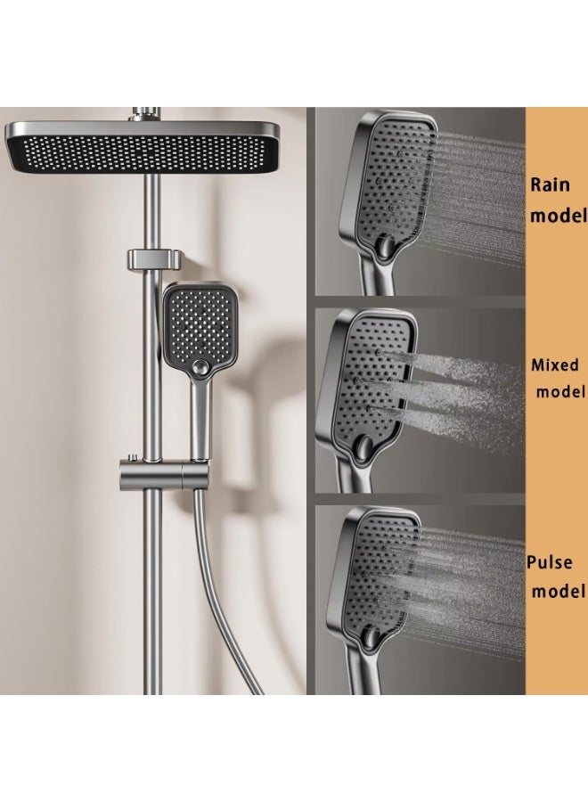 YOUWE7  Shower System Thermostatic Piano Shower Faucet Set with Digital Display Rain Shower Combo Set Wall Mounted Gray Shower System with LED Ambient Lights, 11" Head, 3 Mode Handheld, Tub Spout - Image 5