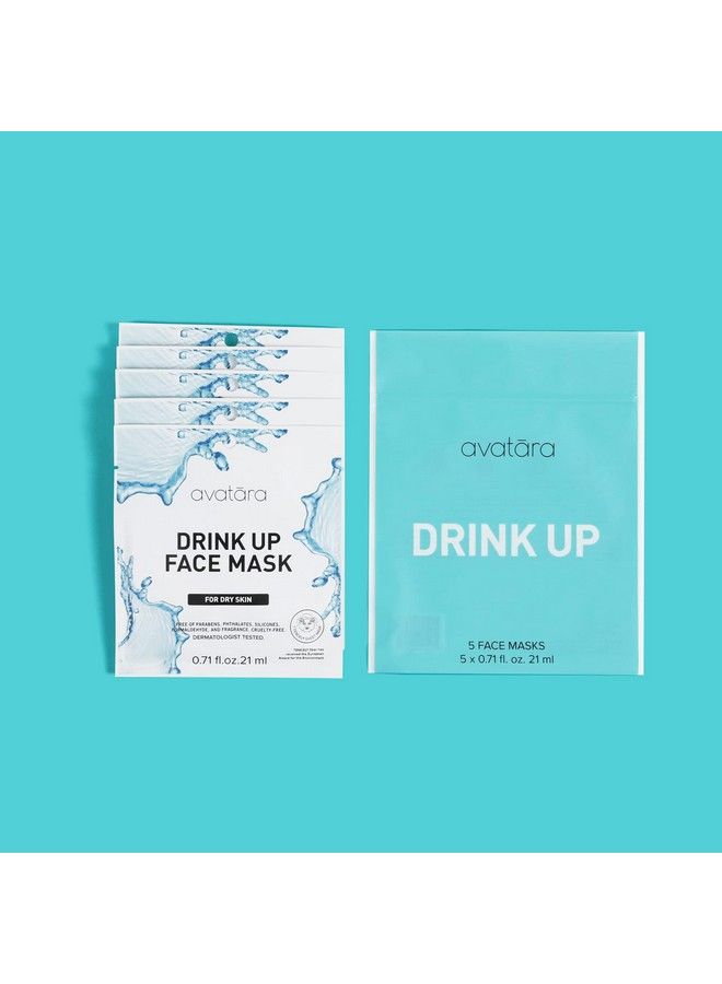 Avatara Drink Up Sheet Masks For Face For Dry Dull Skin Facial Skincare And Beauty Essential With Hydrating Aloe To Moisturize Skin And Restore Glow Suitable For Women And Men (5 Sheets Per Set) - Image 5