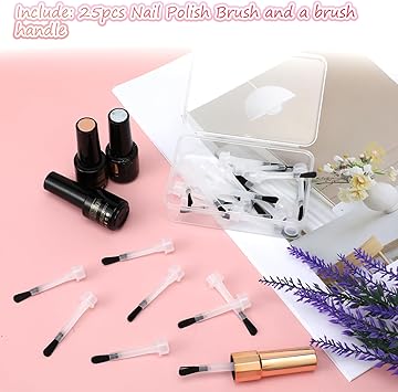 Molain مجموعة فرش طلاء الأظافر القابلة للاستبدال من مولين مجموعة فرش فن الأظافر القابلة للاستخدام مرة واحدة مع مقبض 25 قطعة مع صندوق - Image 3