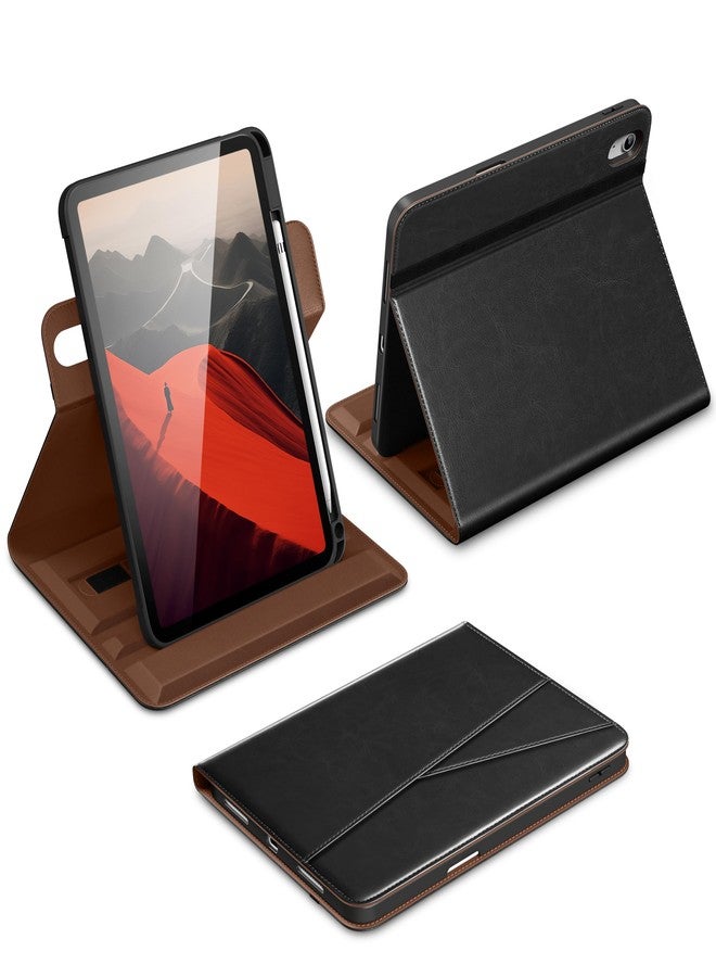 DTTO for iPad A16 Case, iPad 11th / 10th Generation Case (2025/2022), 360 Degree Rotating Premium Leather Folio Stand Cover with Pencil Holder, New Black - Image 1