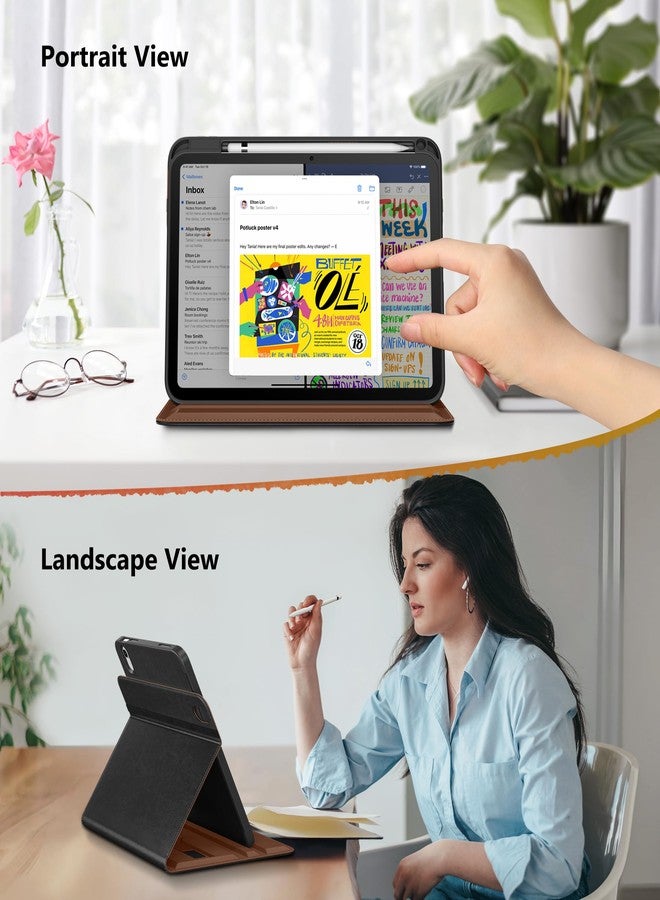 DTTO for iPad A16 Case, iPad 11th / 10th Generation Case (2025/2022), 360 Degree Rotating Premium Leather Folio Stand Cover with Pencil Holder, New Black - Image 3