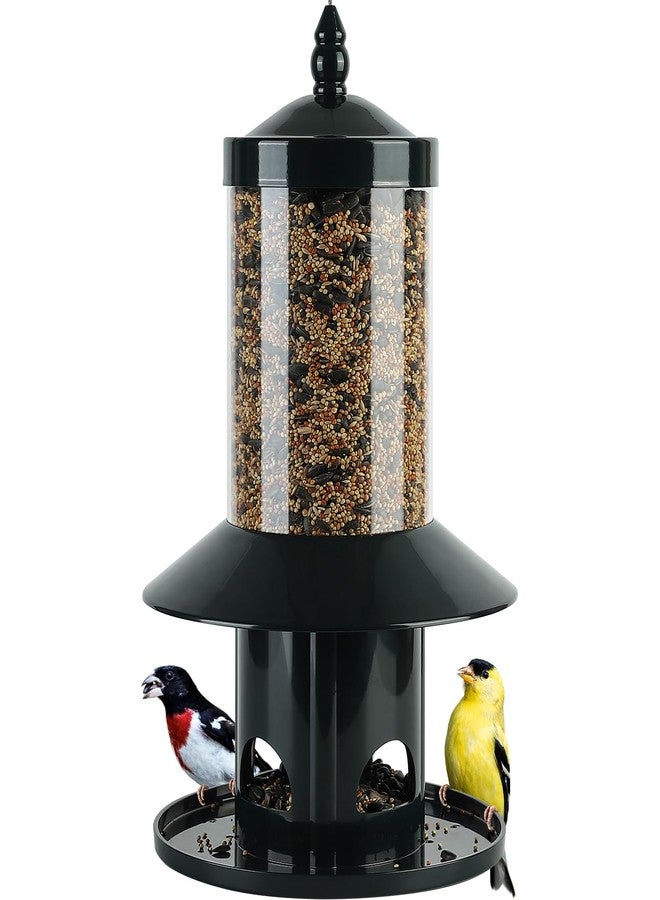 Dreamdrawer Squirrel-Proof Bird Feeder w/Seed Catcher Tray for Outdoor Wild Bird, Dark Green. - Image 1