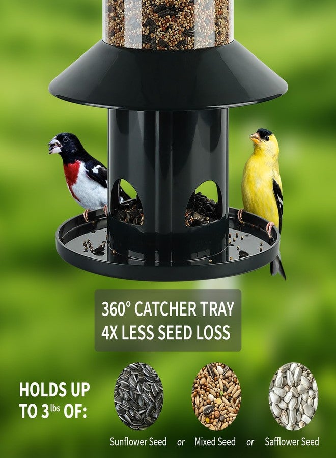 Dreamdrawer Squirrel-Proof Bird Feeder w/Seed Catcher Tray for Outdoor Wild Bird, Dark Green. - Image 3