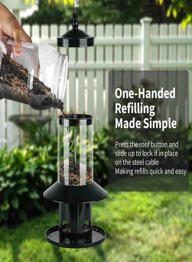 Dreamdrawer Squirrel-Proof Bird Feeder w/Seed Catcher Tray for Outdoor Wild Bird, Dark Green. - Image 4