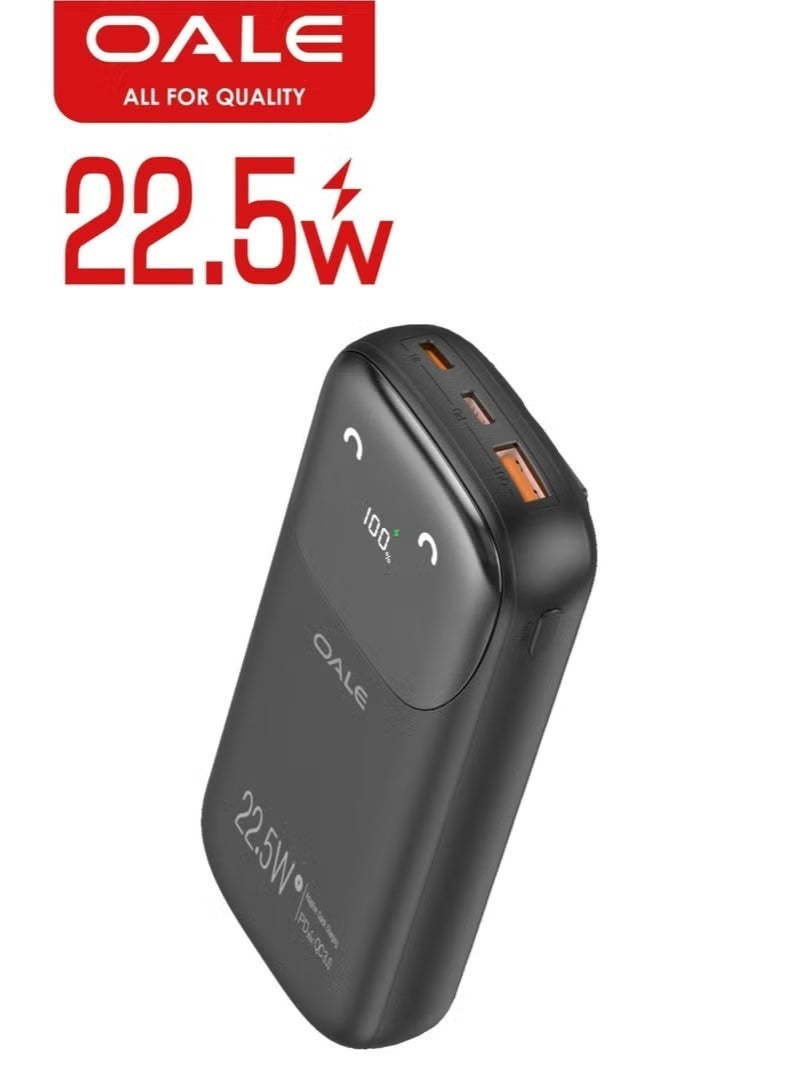 OALE 20000mAh Power Bank with Built-in Cables, 22.5W PD Fast Charging, USB-C Output, Digital Display - Image 4