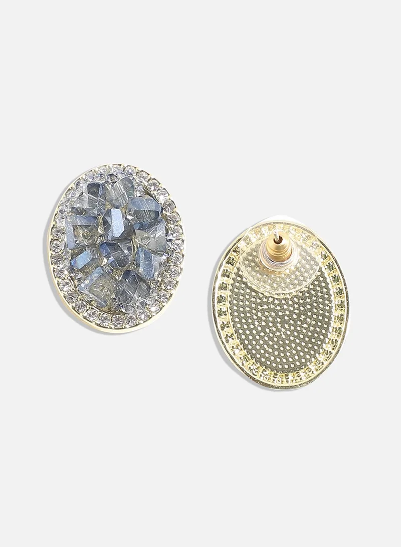 SOHI Embellished Cluster Oval Artificial Stud Earring Jewellery