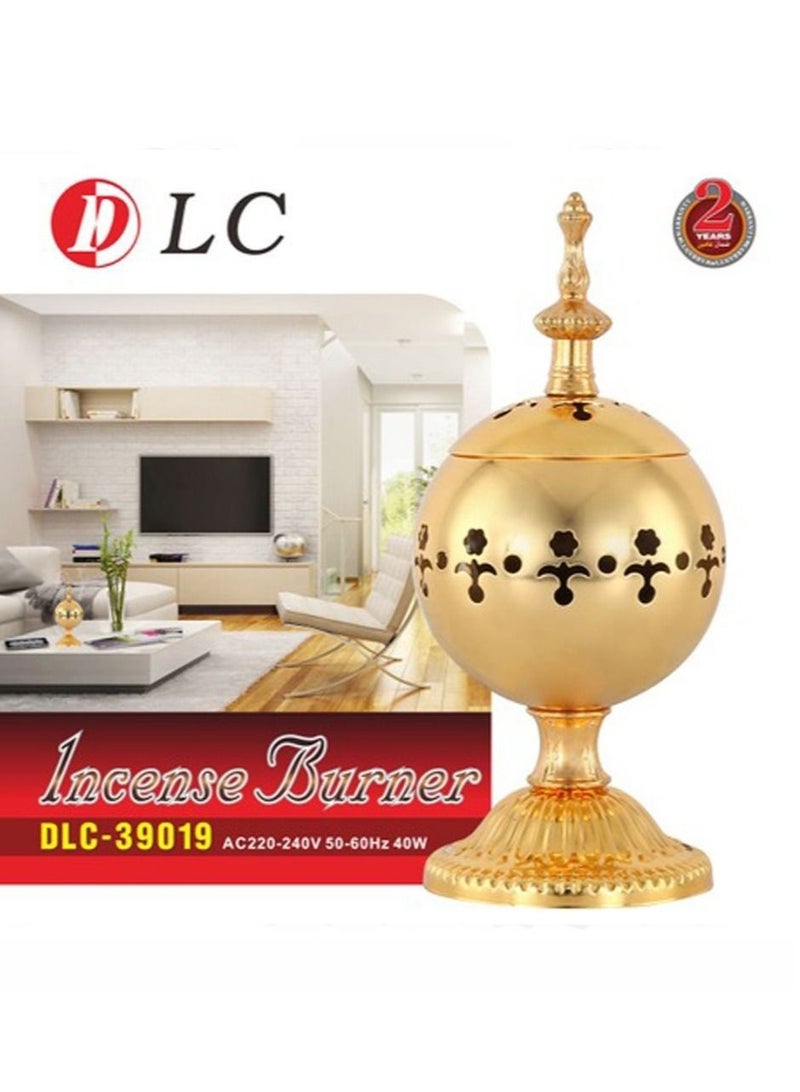LC Electric Incense Burner 40W Golden Bakhoor Diffuser 10 cm - Image 1