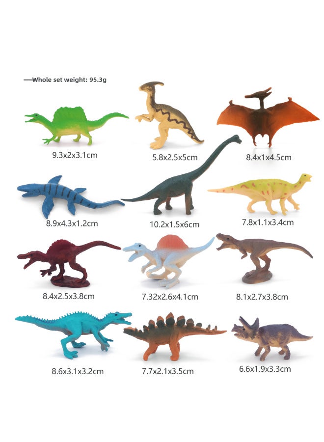 Small Dinosaur Farm Animal Insect Model Mini Children's Toy Model Pvc Bagged Hot Sale-Color:12 Medium Dinosaurs 【Bag】】 - Image 1