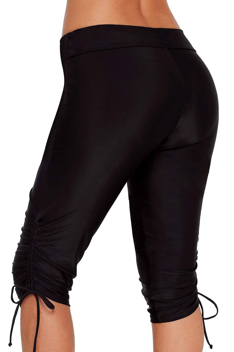 Urchics Womens Plus Size Rash Guard Capris Long Swim Shorts Tankini Bottom Sporty XL - Image 2