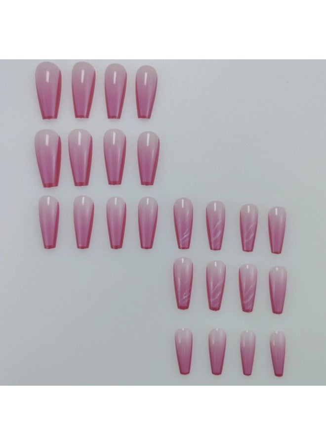 Goolsky أظافر ضغط مربعة طويلة فاخرة مع خطوط فرنسية وردية متدرجة للانتعاش الحلو - Image 4