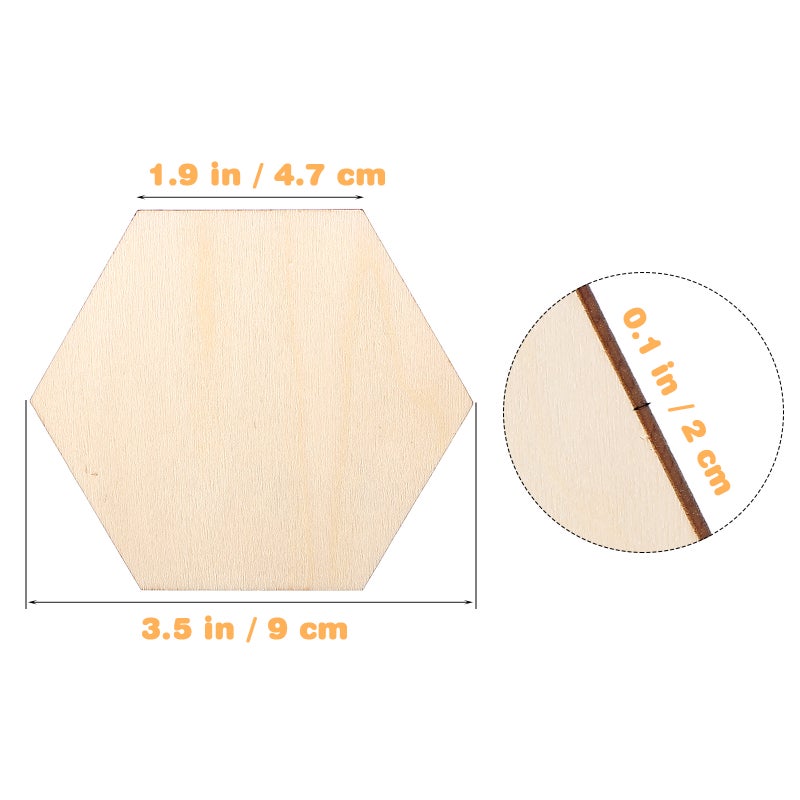 1 Bag of 25Pcs Hexagon Wooden Slices Decorative Wooden Pieces Name Label Tag Card Party Supplies for Wedding (Wooden Lubricious) - Image 2