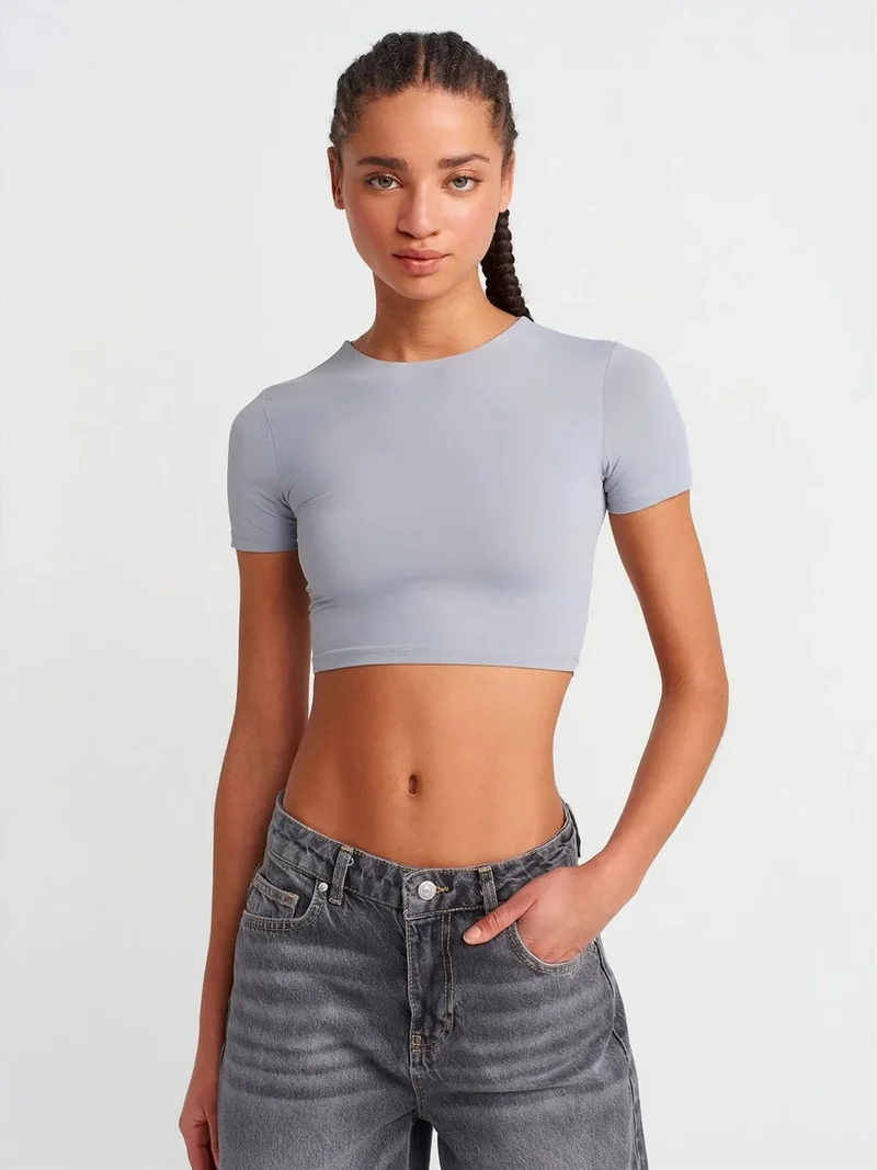 ديلفين Dilvin Women’s Slim Fit Crop T-Shirt