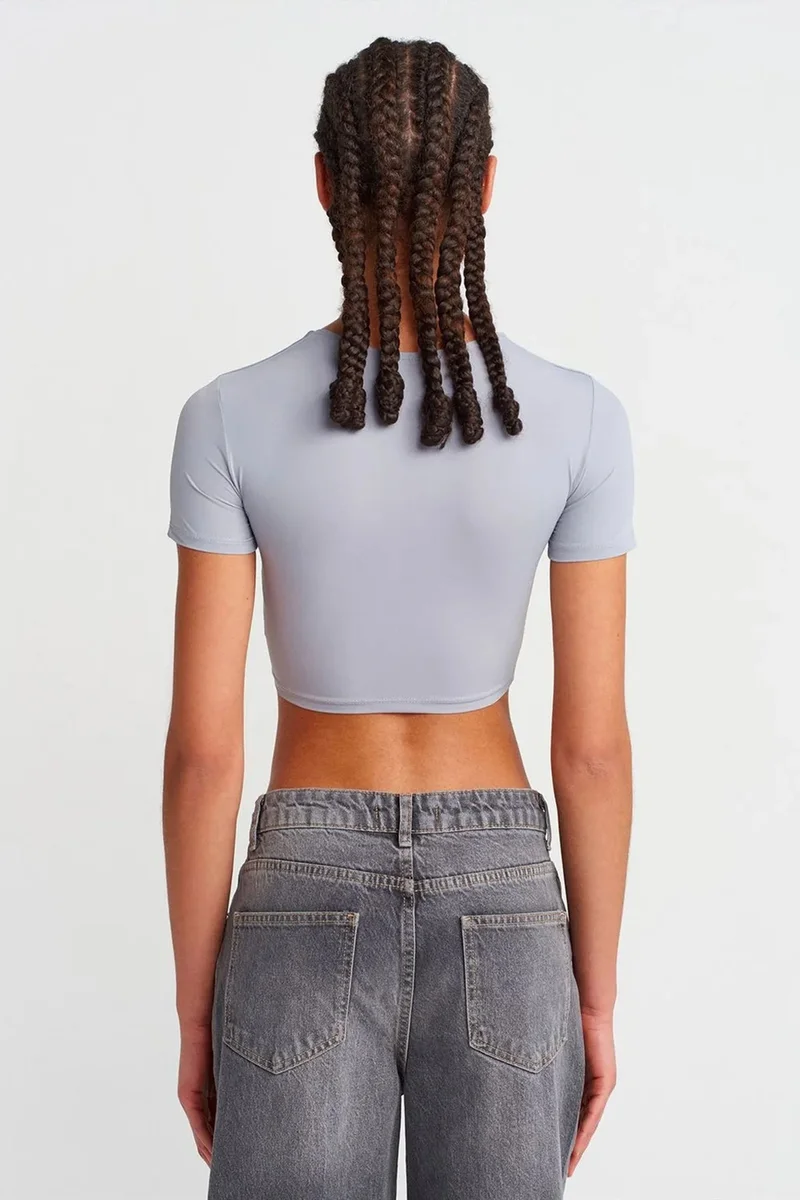 Dilvin Baby Blue DILVIN Women’s Slim Fit Crop T-Shirt for Women | Best Price UAE