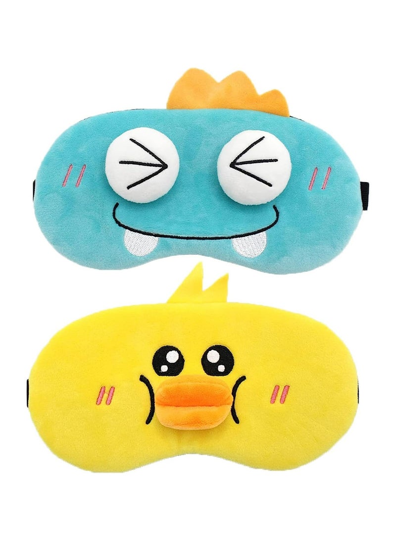 CMGTYYD Kids Sleep Mask, 2 Pack Cute Animal Sleep Mask, Soft Plush Design Eye Masks, Funny Elastic Blackout Kids Sleeping Mask, Kids Eye Mask for Women Children, Girls, and Adult Travel Pajama Party  - Image 1