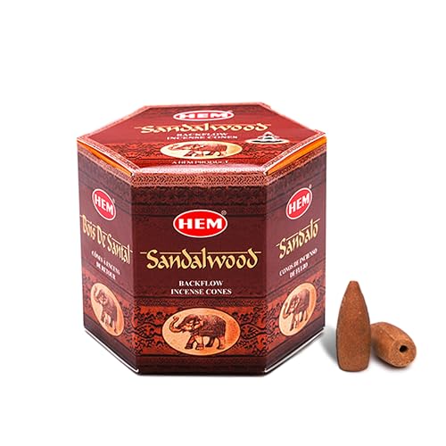 Hem Sandalwood Backflow Incense Cones – Brown Fragrance Cones for Positivity, Aura Cleansing, Relaxation, Stress Relief & Air Purification | Long-Lasting Aroma | Spiritual Gift Set – Pack of 40 Cones - Image 1