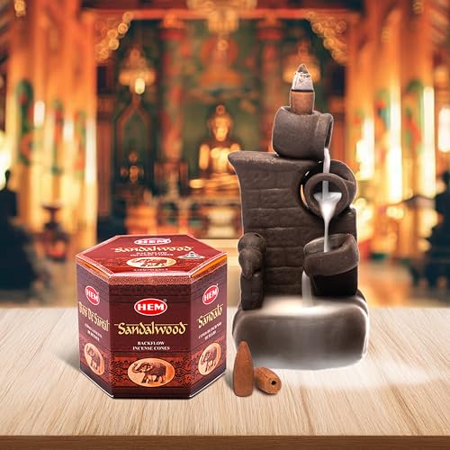 Hem Sandalwood Backflow Incense Cones – Brown Fragrance Cones for Positivity, Aura Cleansing, Relaxation, Stress Relief & Air Purification | Long-Lasting Aroma | Spiritual Gift Set – Pack of 40 Cones - Image 3