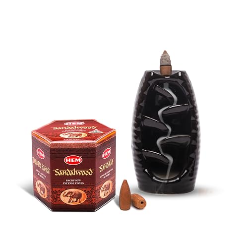 Hem Sandalwood Backflow Incense Cones – Brown Fragrance Cones for Positivity, Aura Cleansing, Relaxation, Stress Relief & Air Purification | Long-Lasting Aroma | Spiritual Gift Set – Pack of 40 Cones - Image 2