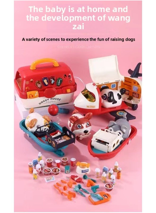 Children's Fun Cartoon Electric Voice-controlled Pet Kitchen Tableware Suit Gift Box Play House Toys Wholesale-Color:G2107589 Rotating Slippery Music (electric Dog)  - Image 2
