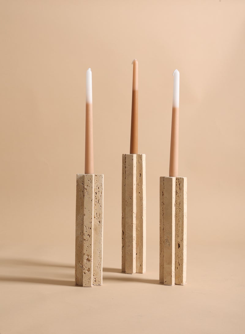 touche déco Tall Travertine Candle Holder  - Image 1