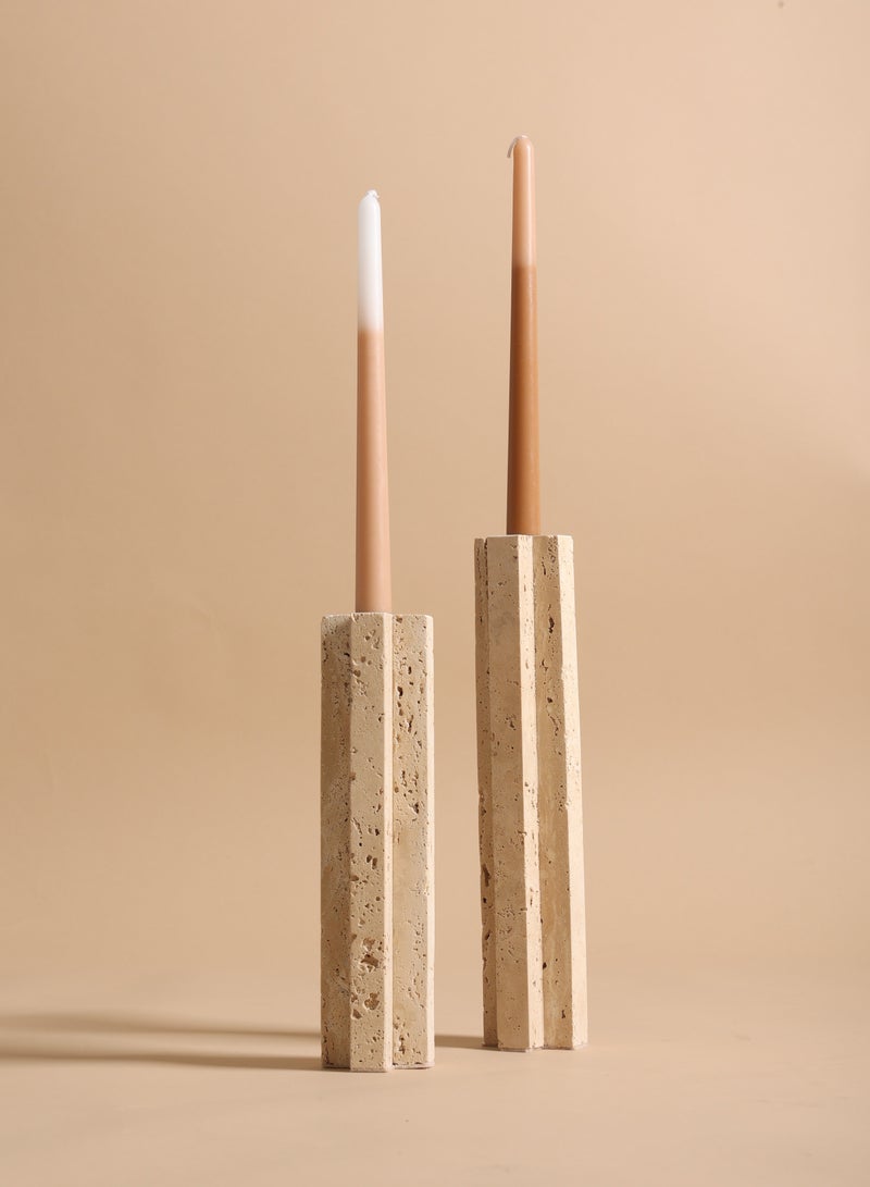 touche déco Tall Travertine Candle Holder  - Image 2